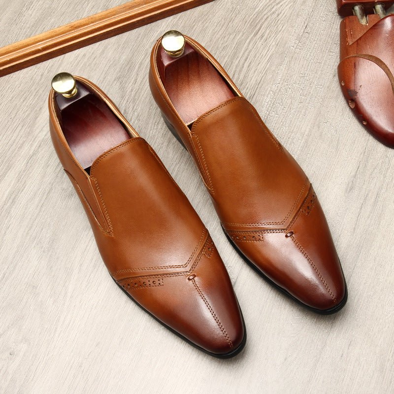 Men's Medallion Toe Dress Shoes: Stylish Wedding Pointed Toe Loafersyes