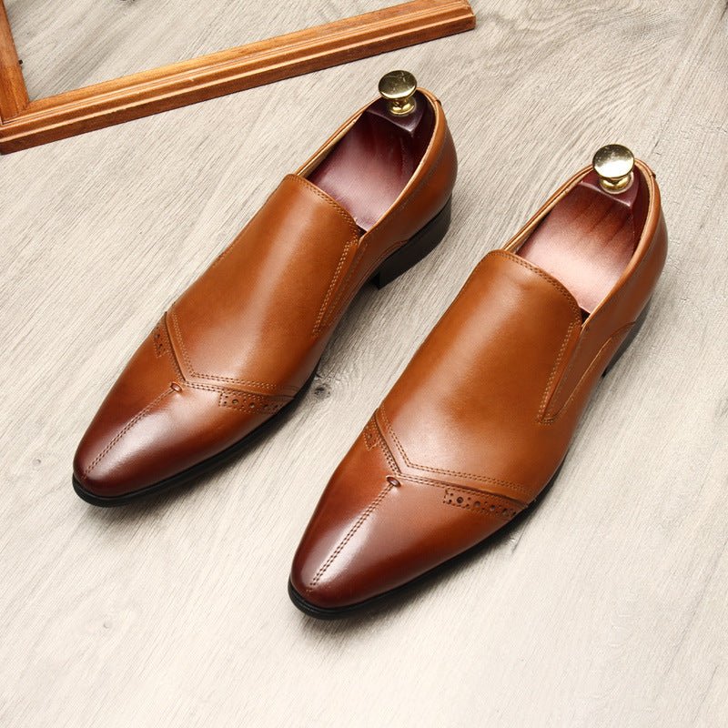 Men's Medallion Toe Dress Shoes: Stylish Wedding Pointed Toe Loafersyes
