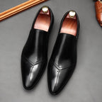 Men's Medallion Toe Dress Shoes: Stylish Wedding Pointed Toe Loafersyes