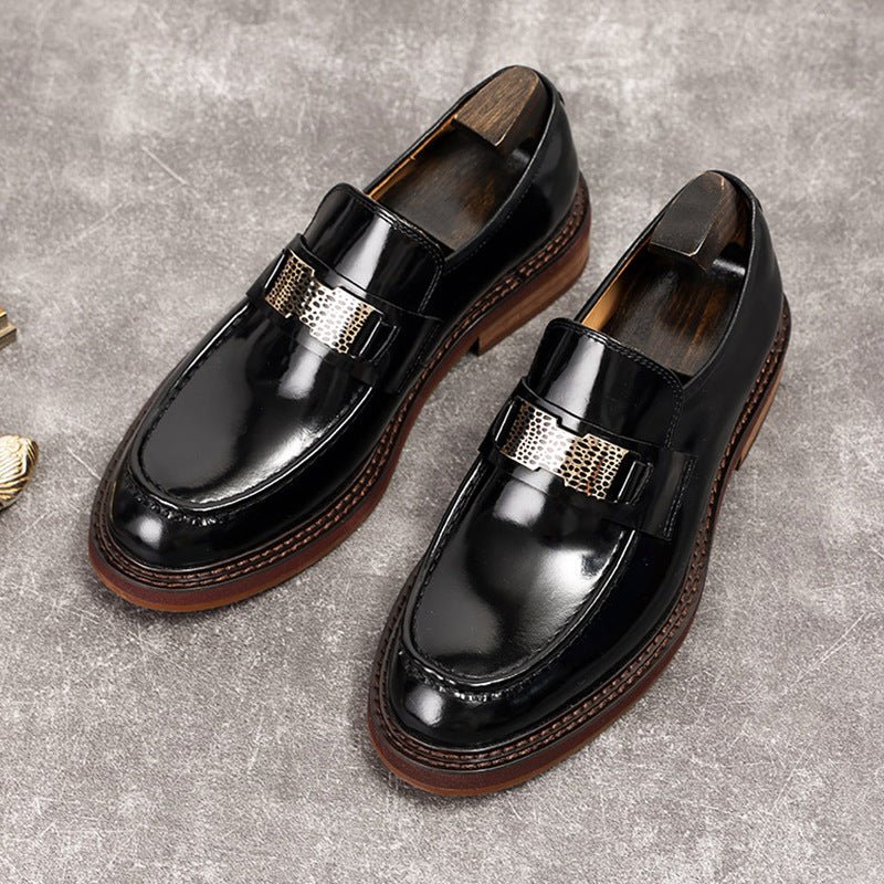 Men's Metal Bit Dress Shoes: Stylish Wedding Formal Slip - on Loafersyes