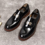 Men's Metal Bit Dress Shoes: Stylish Wedding Formal Slip - on Loafersyes
