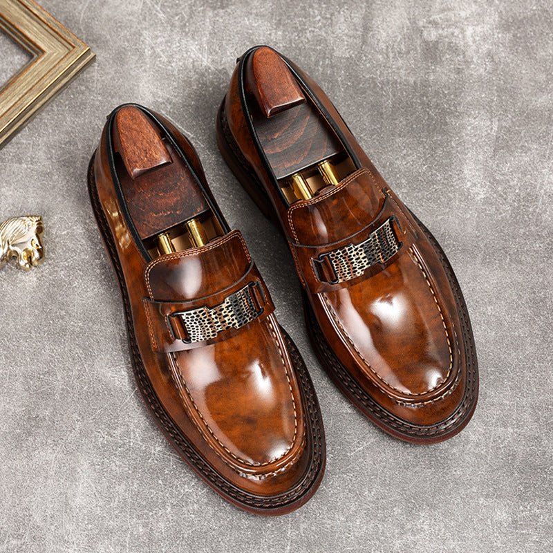 Men's Metal Bit Dress Shoes: Stylish Wedding Formal Slip - on Loafersyes
