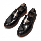 Men's Metal Bit Dress Shoes: Stylish Wedding Formal Slip - on Loafersyes