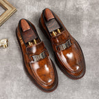 Men's Metal Bit Dress Shoes: Stylish Wedding Formal Slip - on Loafersyes
