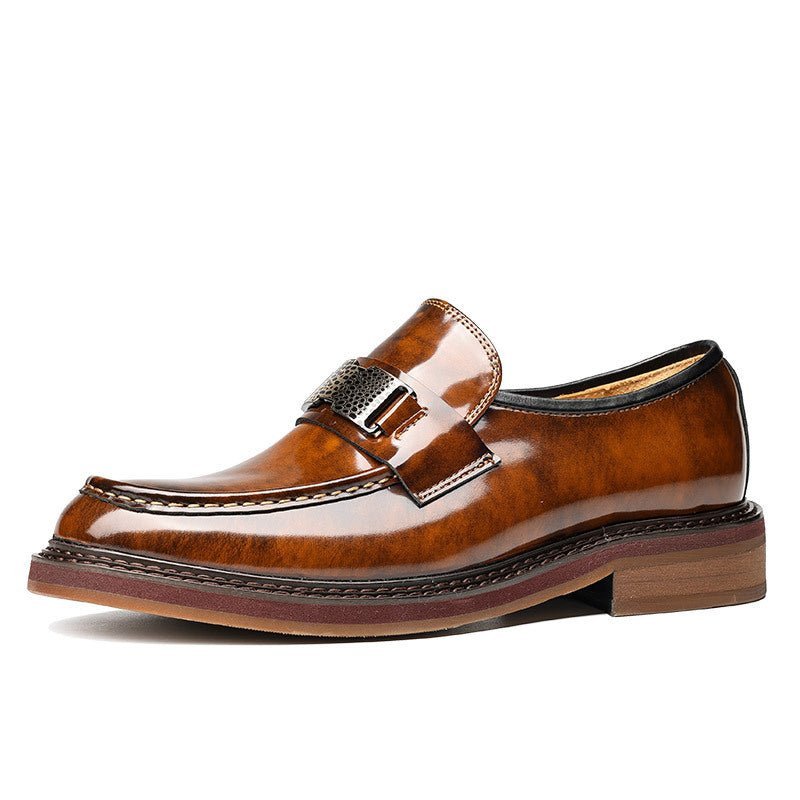 Men's Metal Bit Dress Shoes: Stylish Wedding Formal Slip - on Loafersyes