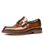 Men's Metal Bit Dress Shoes: Stylish Wedding Formal Slip - on Loafersyes