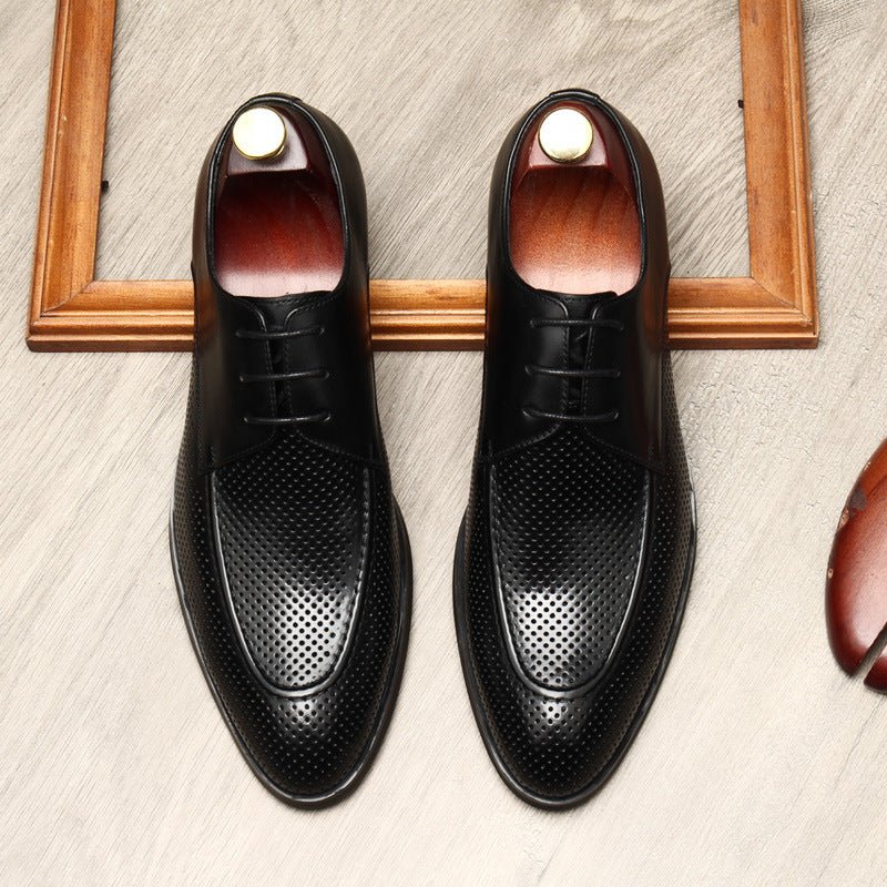 Men's Micro - Perforated Derby: Stylish Wedding Formal Dress Shoesyes
