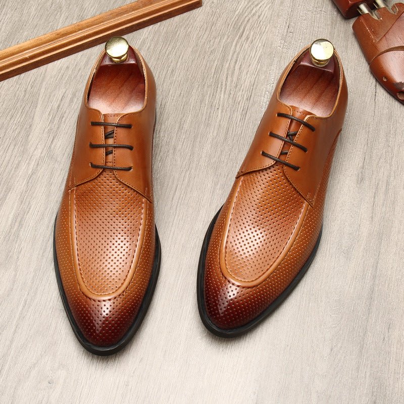 Men's Micro - Perforated Derby: Stylish Wedding Formal Dress Shoesyes