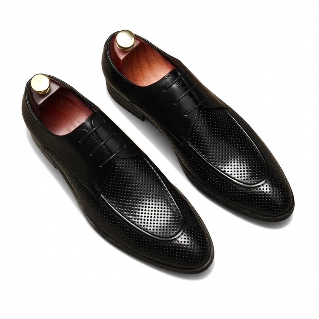 Men's Micro - Perforated Derby: Stylish Wedding Formal Dress Shoesyes