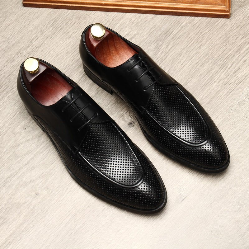Men's Micro - Perforated Derby: Stylish Wedding Formal Dress Shoesyes