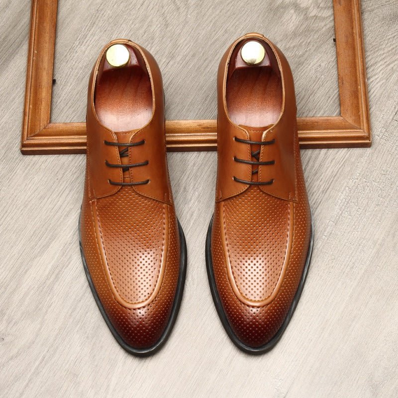 Men's Micro - Perforated Derby: Stylish Wedding Formal Dress Shoesyes