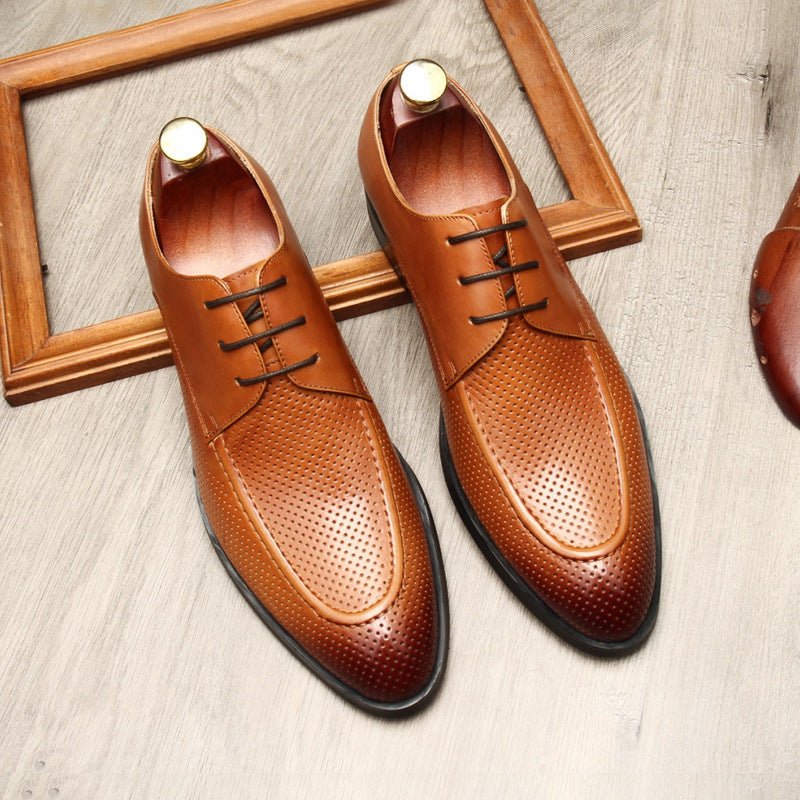 Men's Micro - Perforated Derby: Stylish Wedding Formal Dress Shoesyes