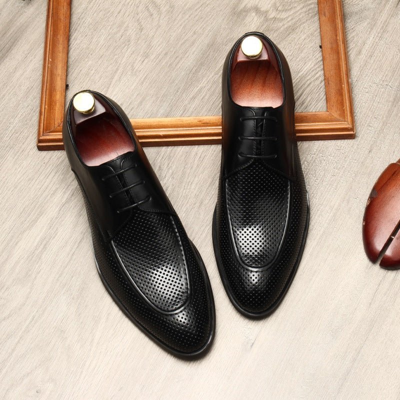 Men's Micro - Perforated Derby: Stylish Wedding Formal Dress Shoesyes