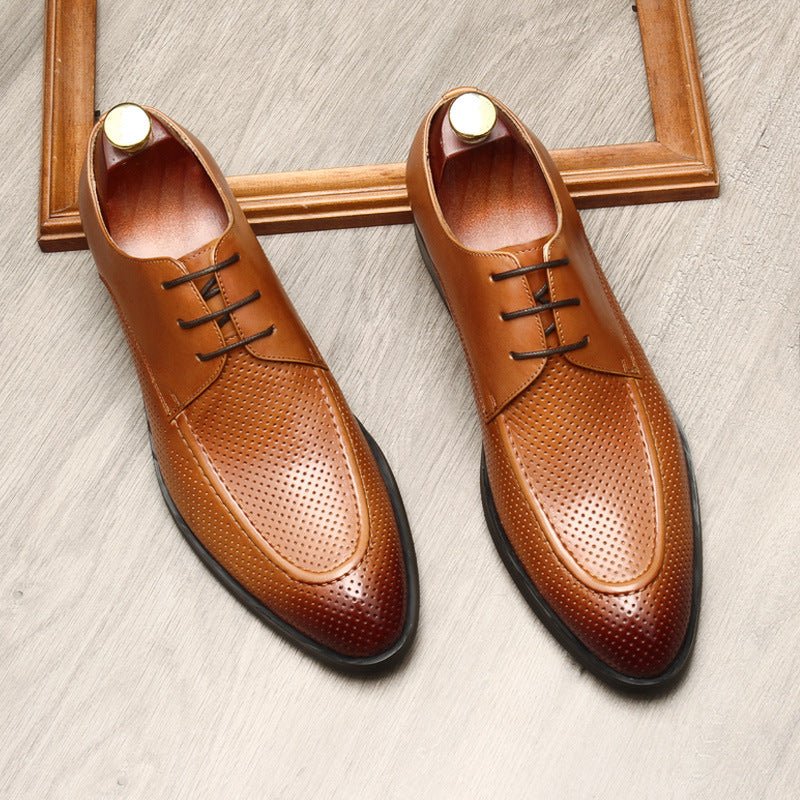 Men's Micro - Perforated Derby: Stylish Wedding Formal Dress Shoesyes