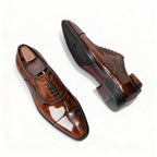 Men's brown mirror cap toe oxford dress shoes for business