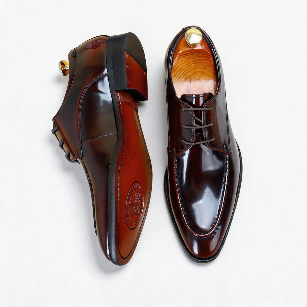 Men's Moc Toe Derby Dress Shoes: Fashion Glossy Formal Derby