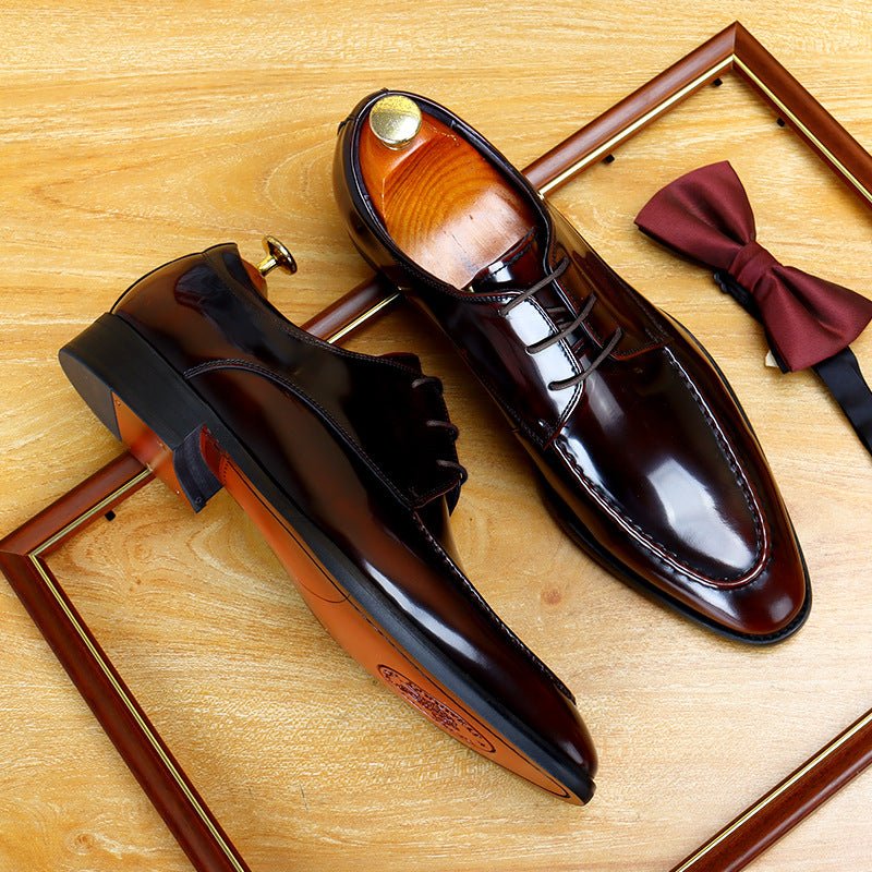 Men's Moc Toe Derby Dress Shoes: Fashion Glossy Formal Derby