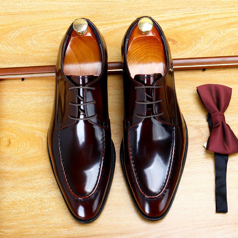 Men's Moc Toe Derby Dress Shoes: Fashion Glossy Formal Derby