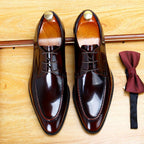 Men's Moc Toe Derby Dress Shoes: Fashion Glossy Formal Derby