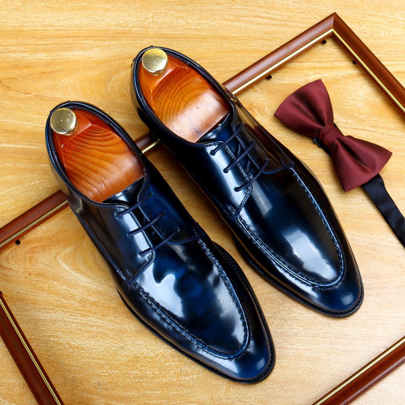 Men's Moc Toe Derby Dress Shoes: Fashion Glossy Formal Derby