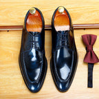 Men's Moc Toe Derby Dress Shoes: Fashion Glossy Formal Derby
