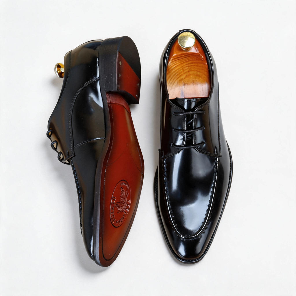 Men's Moc Toe Derby Dress Shoes: Fashion Glossy Formal Derby