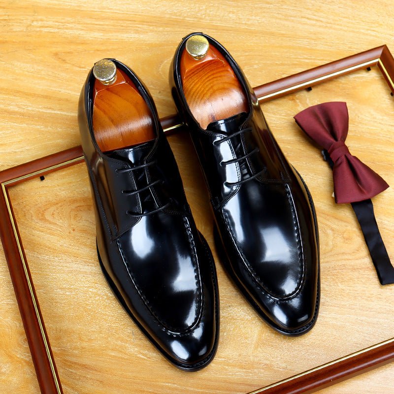 Men's Moc Toe Derby Dress Shoes: Fashion Glossy Formal Derby