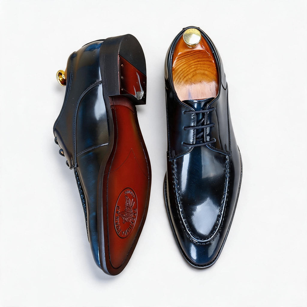 Men's Moc Toe Derby Dress Shoes: Fashion Glossy Formal Derby