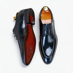 Men's Moc Toe Derby Dress Shoes: Fashion Glossy Formal Derby