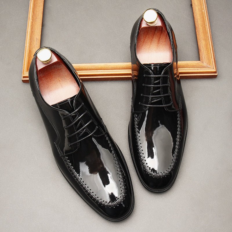 Men's Patent Leather Derby Shoes: Stylish Wedding Formal Dress Shoesyes