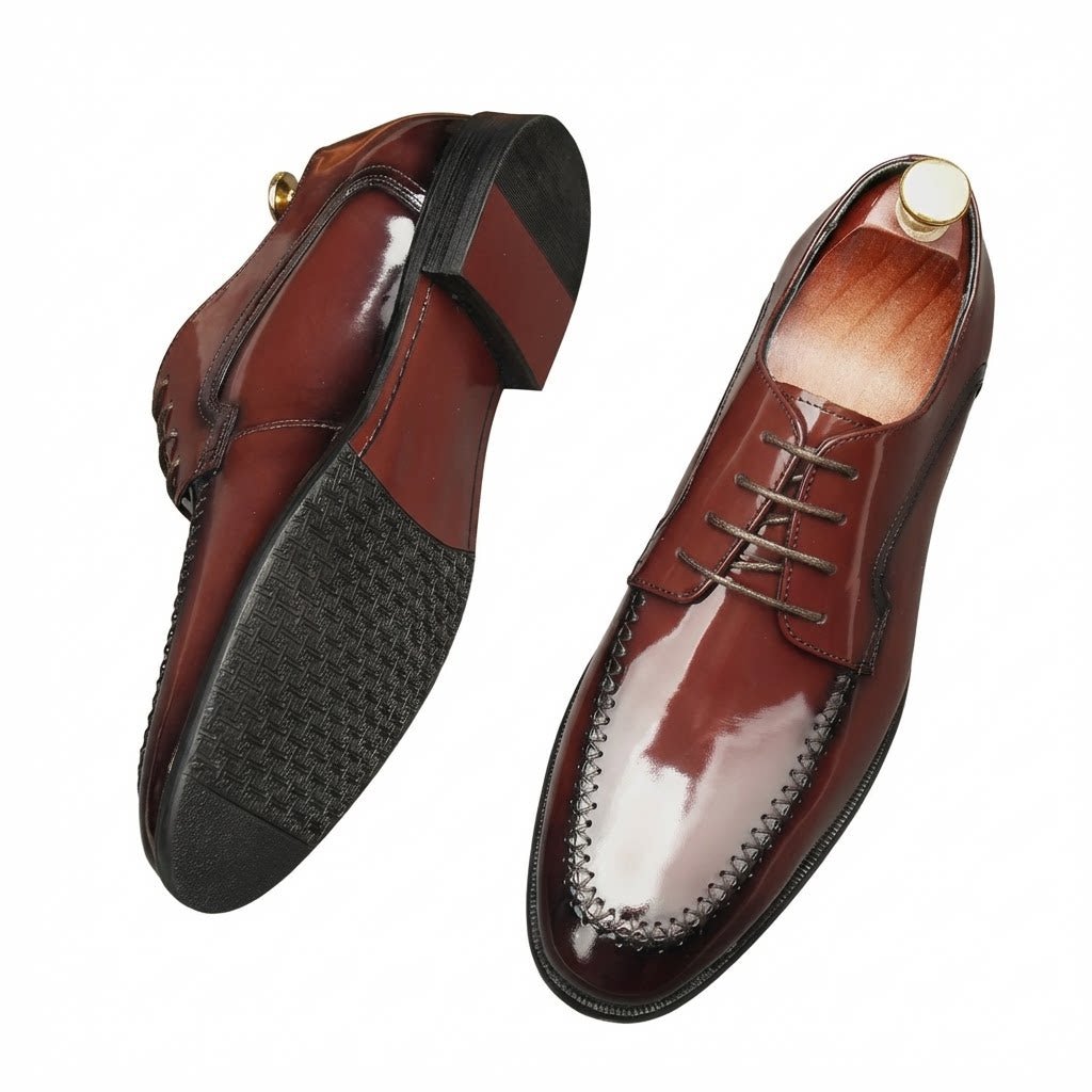 Men's Patent Leather Derby Shoes: Stylish Wedding Formal Dress Shoesyes