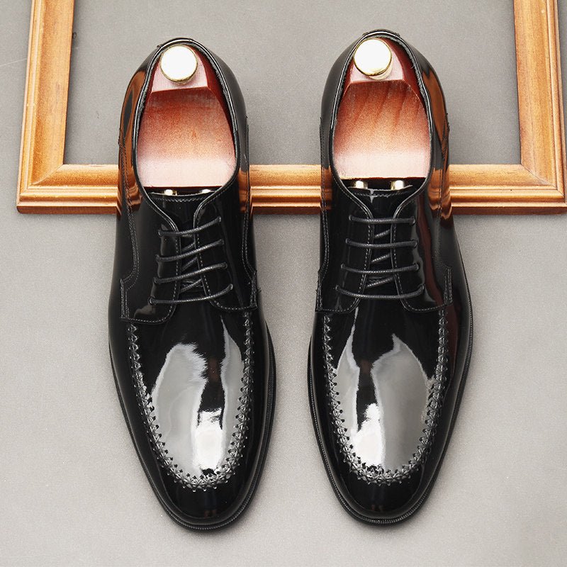 Men's Patent Leather Derby Shoes: Stylish Wedding Formal Dress Shoesyes