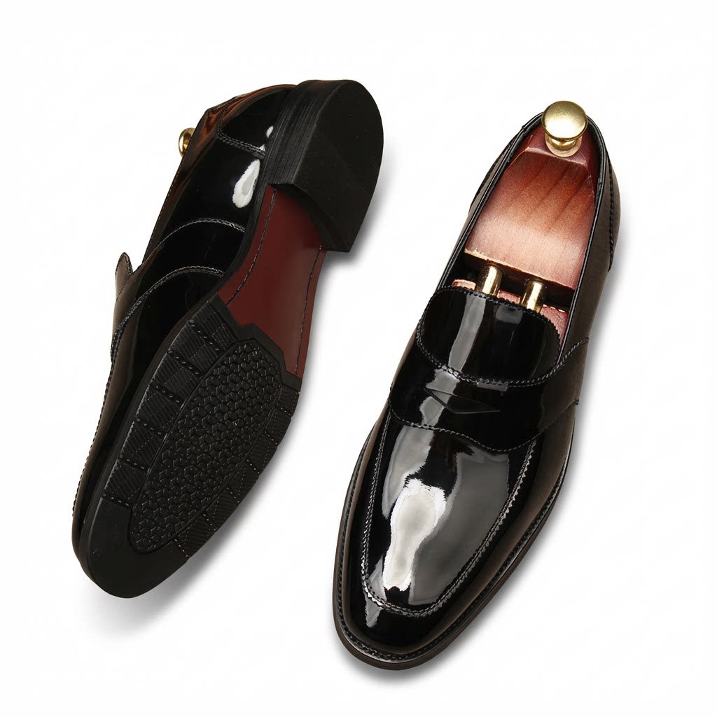 Men's Patent Leather Dress Shoes: Stylish Wedding Penny Loafersyes
