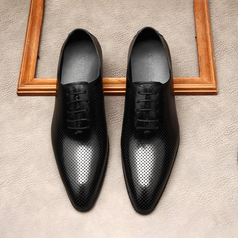 Men's Perforated Derby Shoes: Stylish Wedding Formal Dress Shoesyes