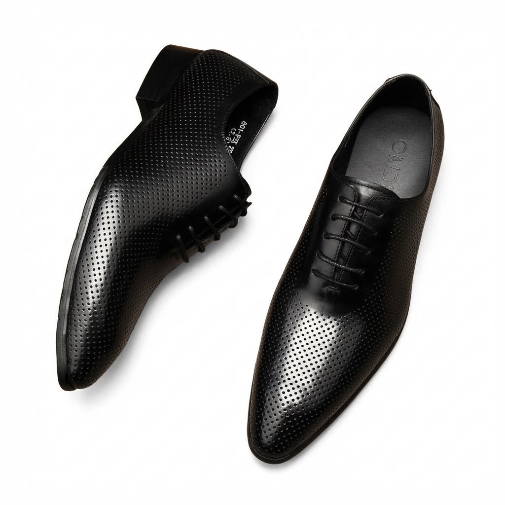 Men's Perforated Derby Shoes: Stylish Wedding Formal Dress Shoesyes