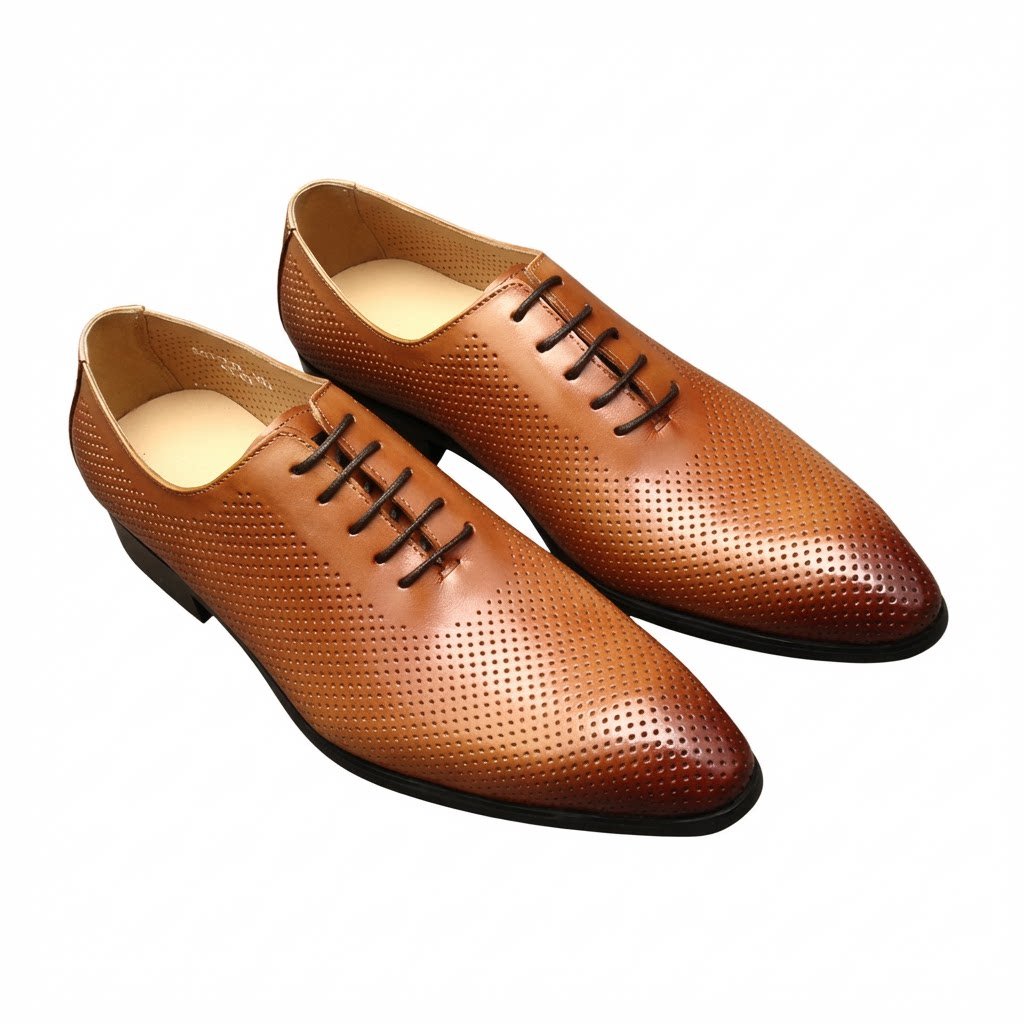 Men's Perforated Derby Shoes: Stylish Wedding Formal Dress Shoesyes