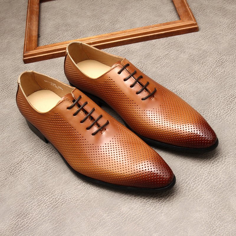 Men's Perforated Derby Shoes: Stylish Wedding Formal Dress Shoesyes