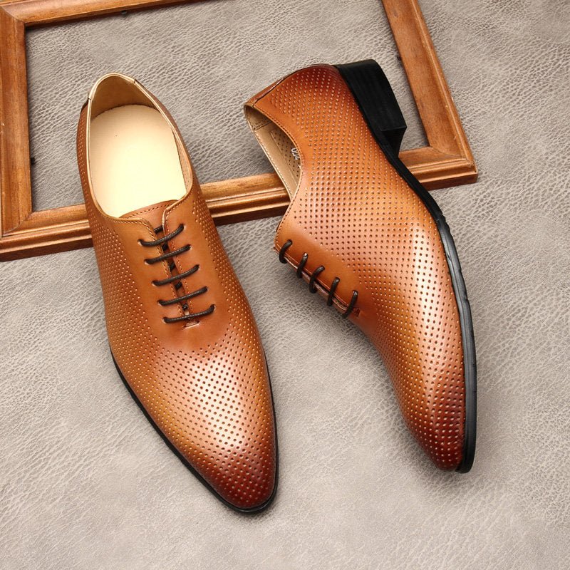 Men's Perforated Derby Shoes: Stylish Wedding Formal Dress Shoesyes