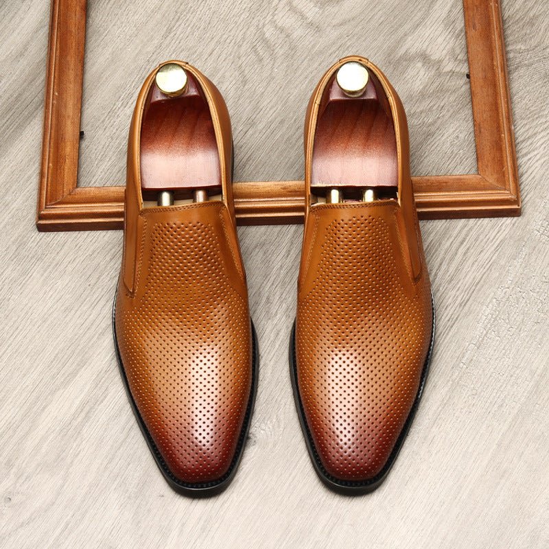 Men's Perforated Dress Shoes: Stylish Pointed Toe Wedding Loafersyes