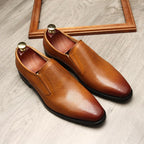 Men's Perforated Dress Shoes: Stylish Pointed Toe Wedding Loafersyes