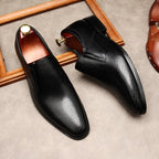 Men's Perforated Dress Shoes: Stylish Pointed Toe Wedding Loafersyes