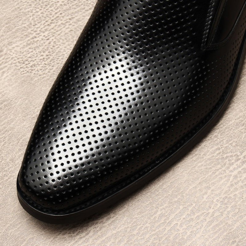 Men's Perforated Dress Shoes: Stylish Pointed Toe Wedding Loafersyes