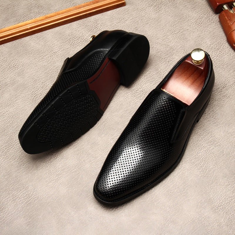 Men's Perforated Dress Shoes: Stylish Pointed Toe Wedding Loafersyes