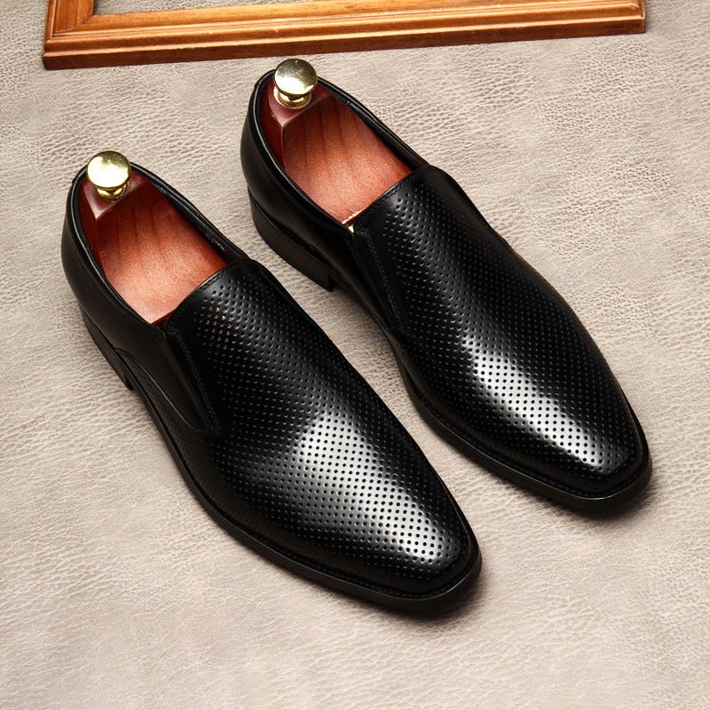Men's Perforated Dress Shoes: Stylish Pointed Toe Wedding Loafersyes