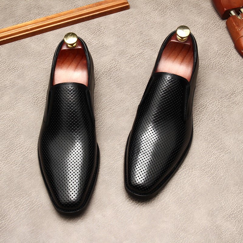 Men's Perforated Dress Shoes: Stylish Pointed Toe Wedding Loafersyes
