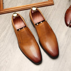 Men's Perforated Dress Shoes: Stylish Pointed Toe Wedding Loafersyes