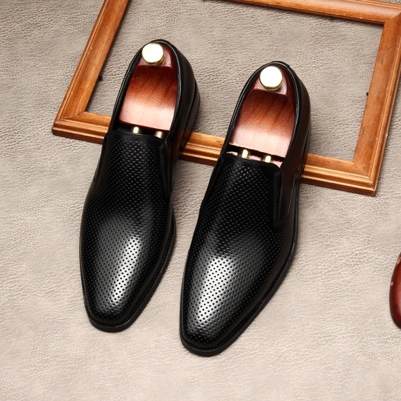Men's Perforated Dress Shoes: Stylish Pointed Toe Wedding Loafersyes