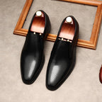 Men's Perforated Dress Shoes: Stylish Pointed Toe Wedding Loafersyes