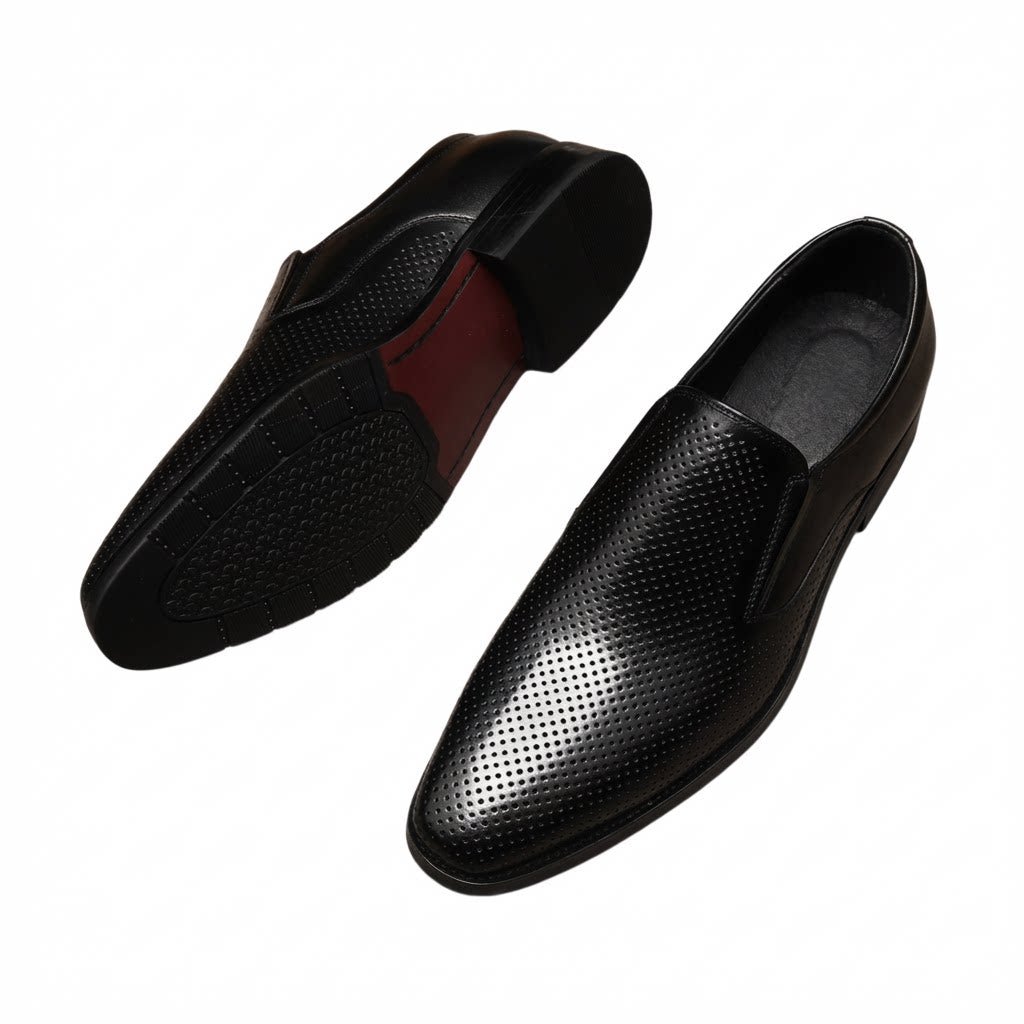 Men's Perforated Dress Shoes: Stylish Pointed Toe Wedding Loafersyes
