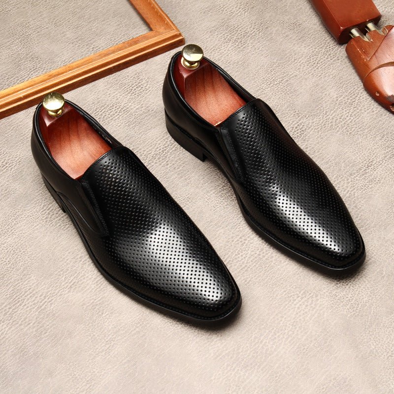 Men's Perforated Dress Shoes: Stylish Pointed Toe Wedding Loafersyes